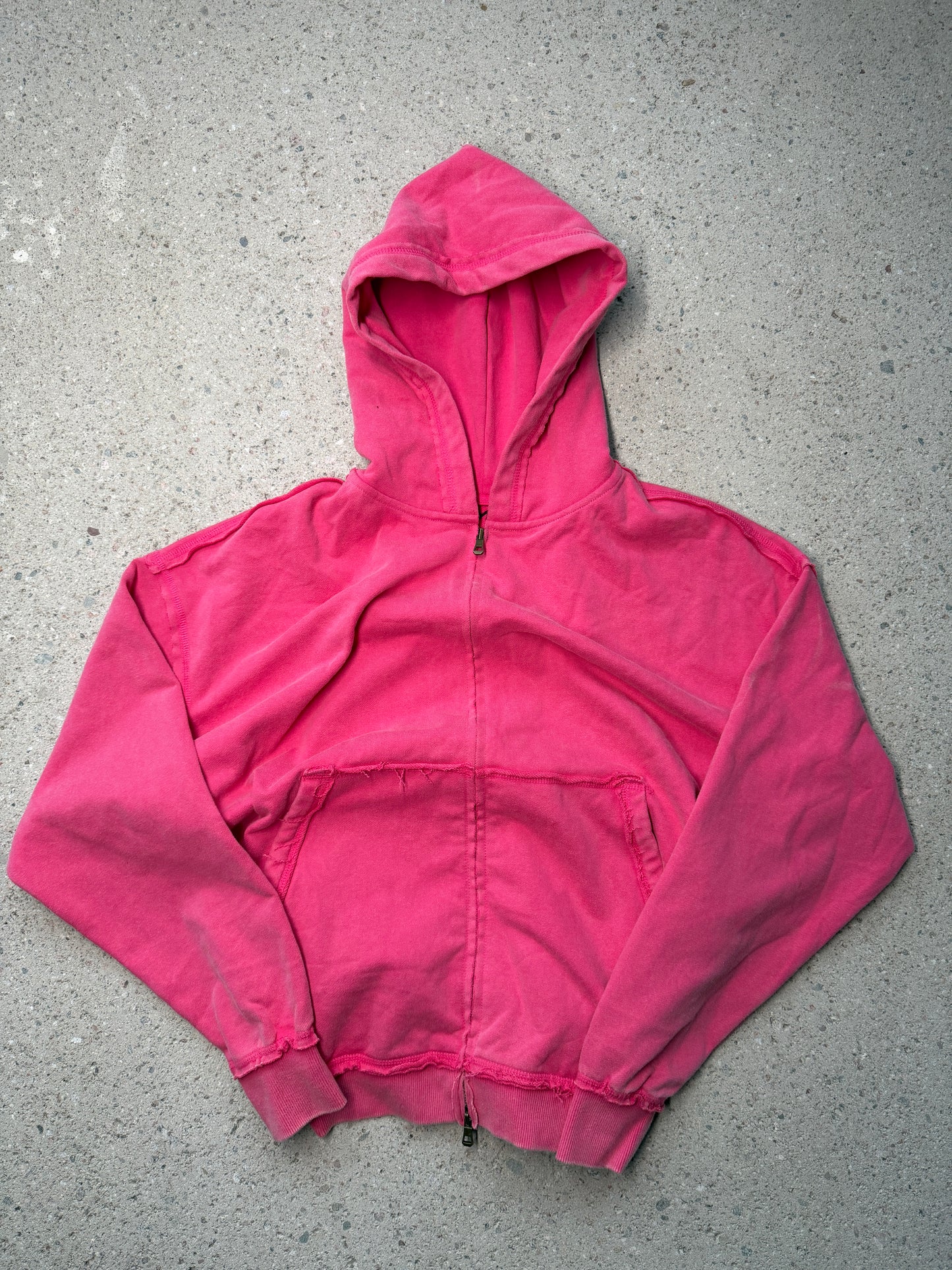 VB  oversized  raw edge zipup hoodie - Aged Pink