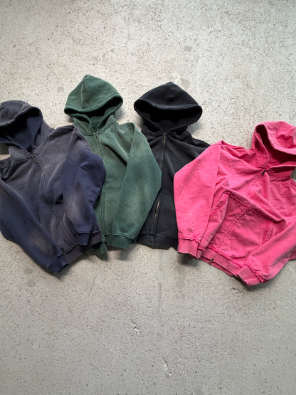 VB washed & distressed hoodie -  Forest Green