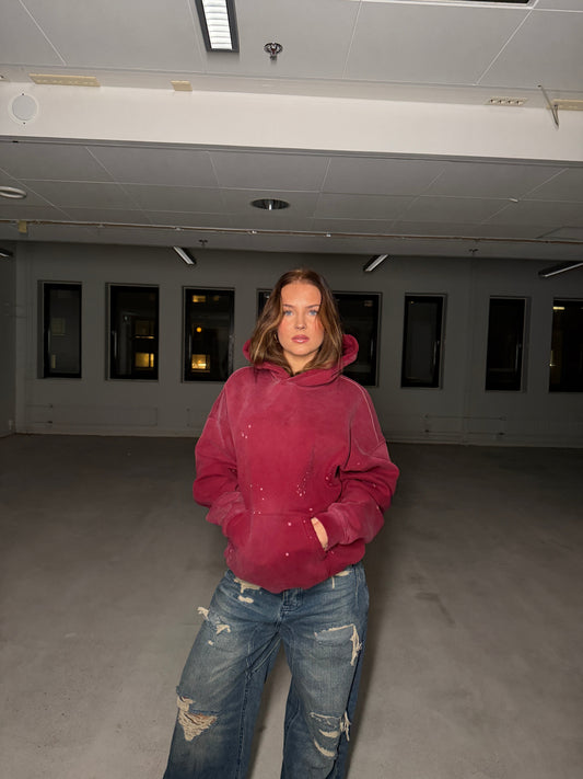 VB oversized splatter hoodie -  Wine Red