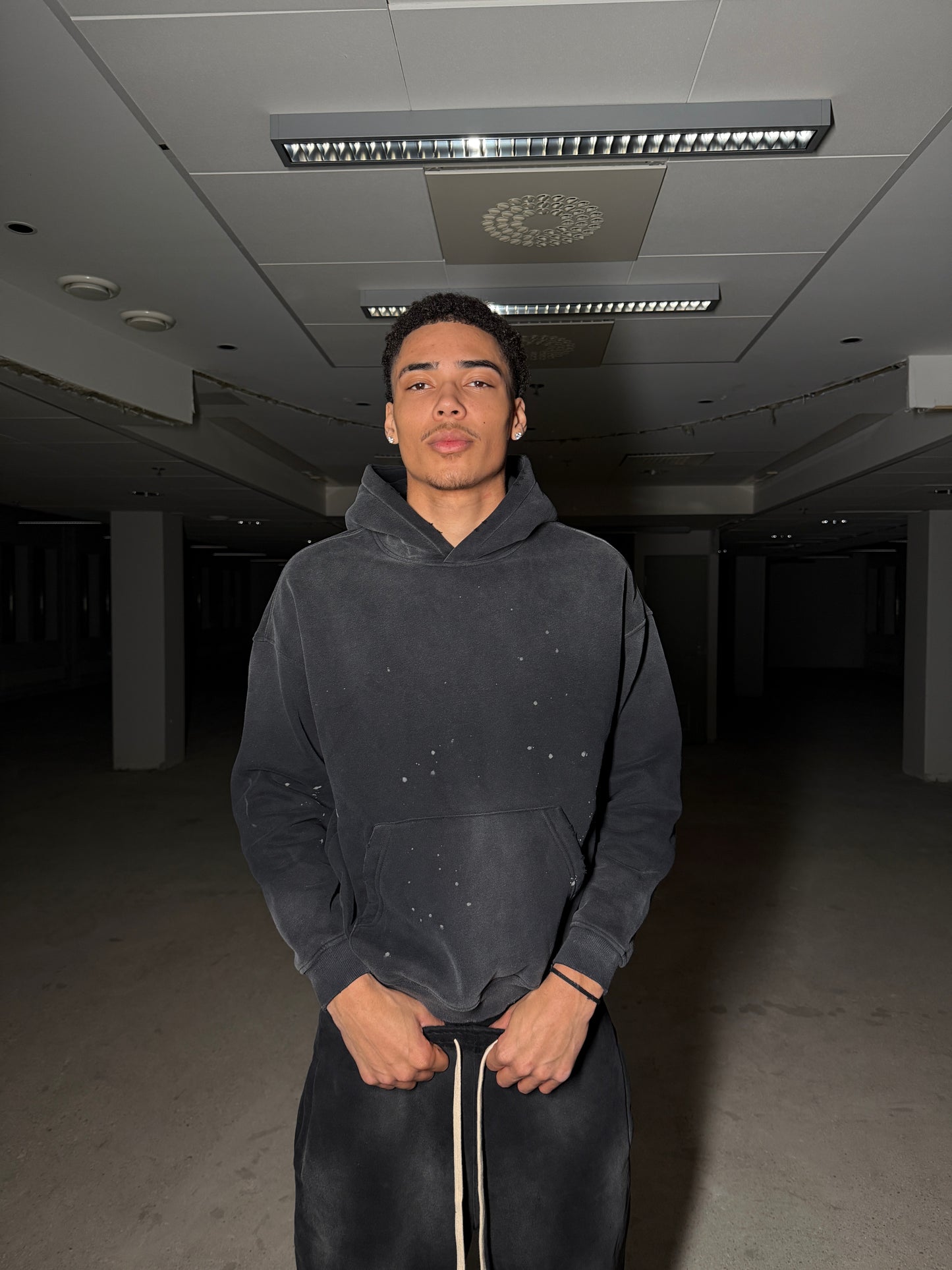 VB oversized splatter hoodie -  Faded Black